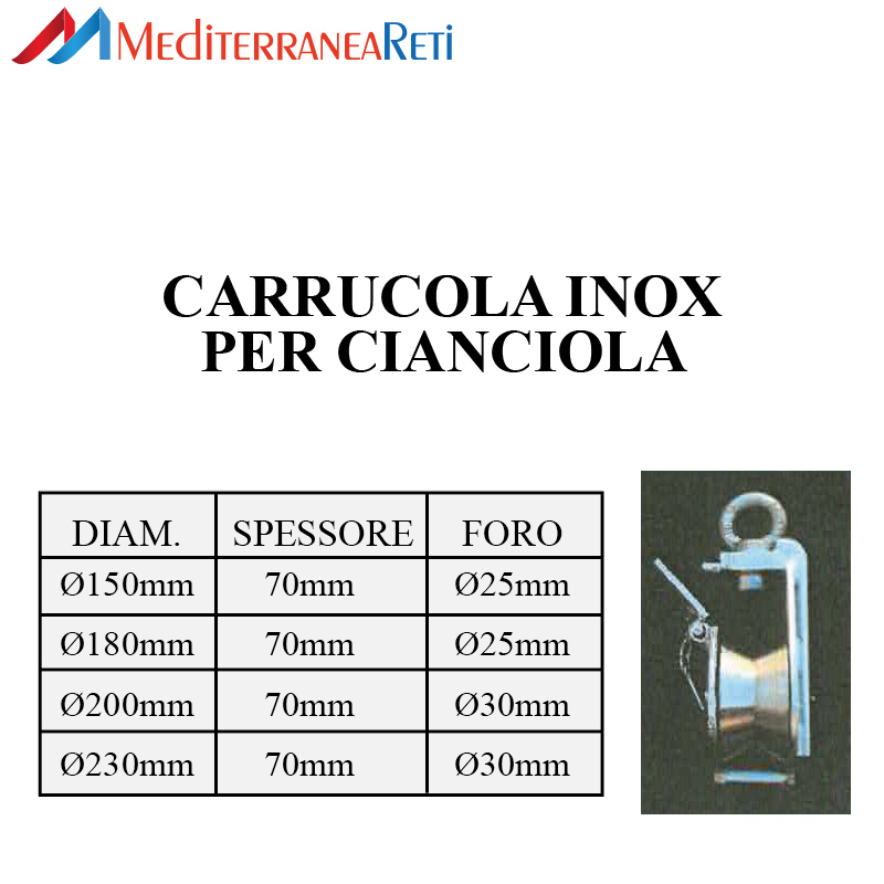 Carrucola per cianciola INOX - Mediterranea Reti